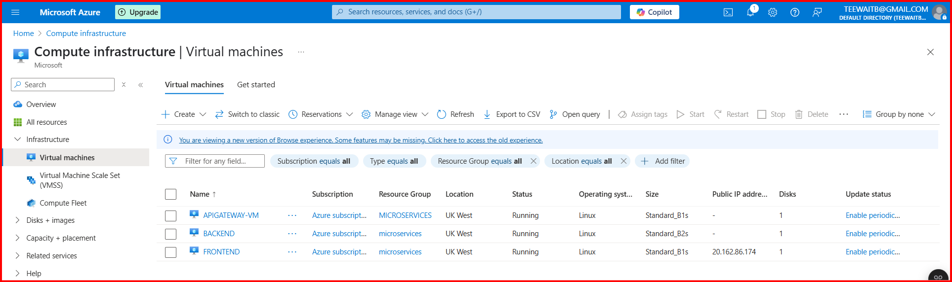 Azure Virtual Machine Management Interface